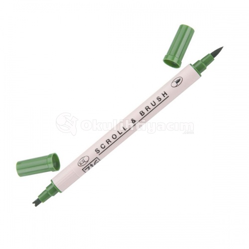 Zig Scroll & Brush Çift Çizgi ve Fırça Uçlu Kaligrafi Kalemi - Ever Green