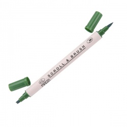 Zig - Zig Scroll & Brush Çift Çizgi ve Fırça Uçlu Kaligrafi Kalemi – Pure Green