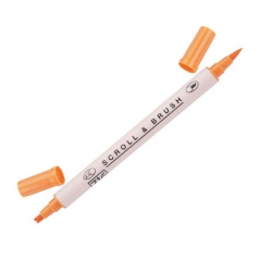 Zig - Zig Scroll & Brush Çift Çizgi ve Fırça Uçlu Kaligrafi Kalemi – Pure Orange