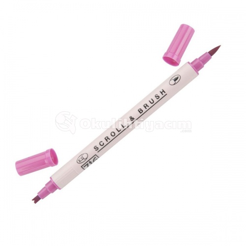 Zig Scroll & Brush Çift Çizgi ve Fırça Uçlu Kaligrafi Kalemi – Pure Pink