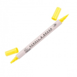 Zig - Zig Scroll & Brush Çift Çizgi ve Fırça Uçlu Kaligrafi Kalemi – Pure Yellow