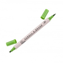 Zig - Zig Scroll & Brush Çift Çizgi ve Fırça Uçlu Kaligrafi Kalemi – Spring Green