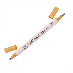 Zig - Zig Scroll & Brush Çift Çizgi ve Fırça Uçlu Kaligrafi Kalemi – Wheat